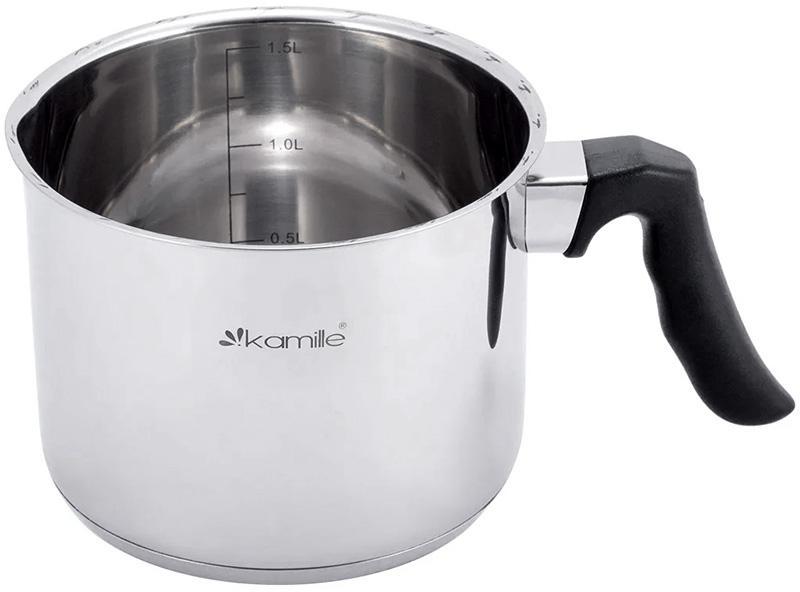 Молочник Kamille 1.5л greenpharm з нержавіючої сталі (молоковарка), фото 1