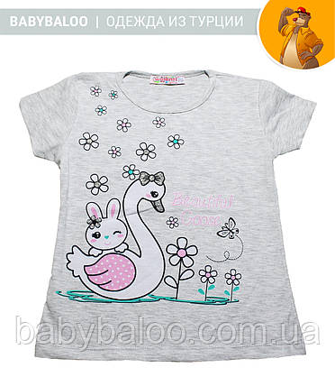Красива футболка для дівчинки "Лебідь і зайчик" (від 1 до 4 років), фото 2