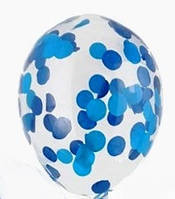 Повітряна куля з наповненням кругле блакитне конфетті