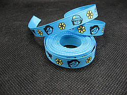 Стрічка репсова. Дівчатка на блакитному фоні, 10 мм
