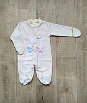 Комбінезон для новонародженних велюр на кнопках із вишивкою 56,62,68 см 16(50/56), Велюр