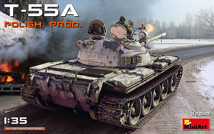 Збірна модель танка Т-55А польського виробництва. 1/35 MINIART 37090, фото 1