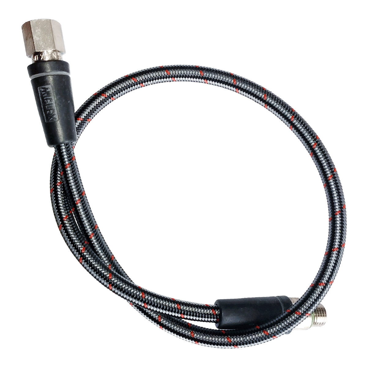 Шланг HP для манометра гнучкий Miflex 80 cm чорний із червоною смугою