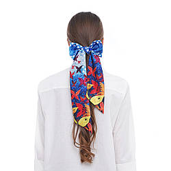 Твіллі - дизайнерський шарфик-краватка "Яскраві метелики", стрічка для волосся