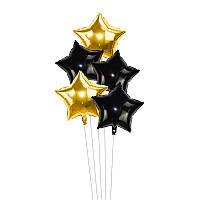 Набор фольгированных шаров "Черное с золотом ", 5 шт для оформления праздника.
