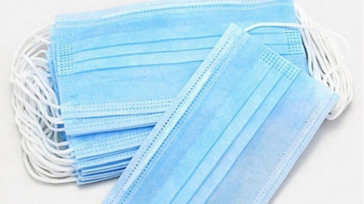 Одноразові тришарові паяні медичні маски 20 шт, фото 1