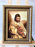 Ікона з янтаря Ісус з ягням , ікона з бурштину Ісус з ягням 20x30 см, фото 2