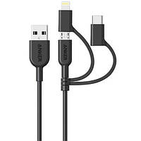 USB кабель Anker PowerLine II 3in1 Charging cable 0,9 m V3 Black