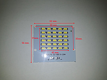 Світлодіод 20 ватт під драйвер 30-36V Led 40шт. SMD LED 20w 32V 62х56мм.