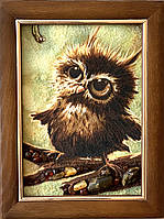 Дитяча картина з бурштину Совеня, дитяча картина з бурштину Совеня 20x30 см