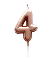 Свечи - цифры в торт "4", высота - 4.5 см, цвет - розовое золото