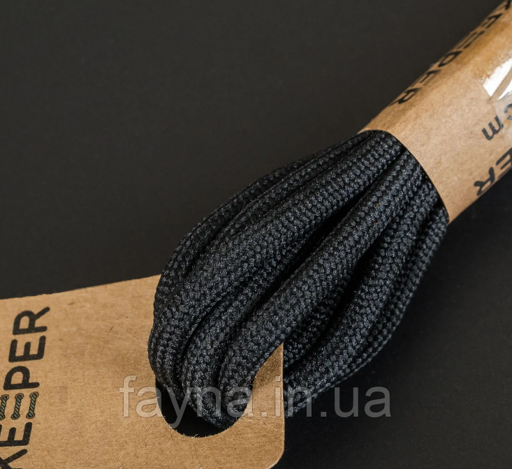 Шнурки Keeper 6 мм круглі трекінгові (не вощені) 180 см Чорний