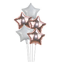 Набор фольгированных шаров "Розовое золото с белым ", 5 шт для оформления праздника.