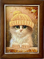 Детская картина из янтаря Котёнок, дитяча картина з бурштину Котеня