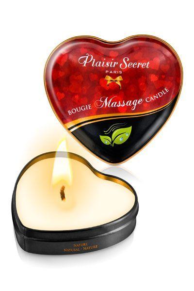 Розпад!!! Масажна свічка серце Plaisirs Secrets Natural (35 мл) (термін придатності 04.2024)
