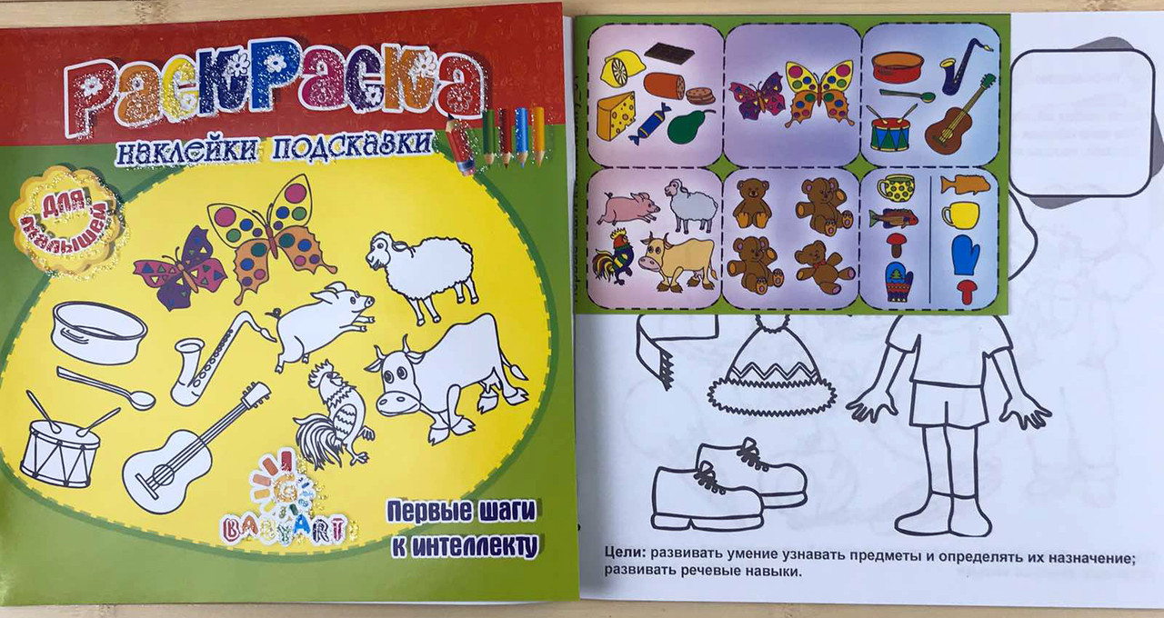 Розмальовка Пізнавашка з наклейками та завданнями "Перший крок" зелена KNZ