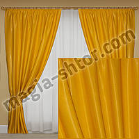 Готовий комплект жовтих яскравих однотонних штор для залу, спальні, дитячої кімнати, фото 1