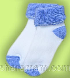 Носки для новорожденных махровые ARAL (цвет белый/голубой) - фото 1 - id-p233563660
