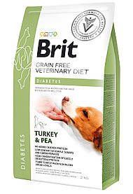Brit Veterinary Diet DIABETES беззерновий корм для собак у разі діабету ІНДІЯКА і ГОРОХ, 12 кг
