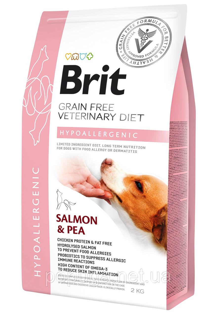 Brit Veterinary Diet HYPOALLERGENIC беззерновий гіпоалергенний корм для собак ЛОСОСЬ і ГОРОХ, 2 кг