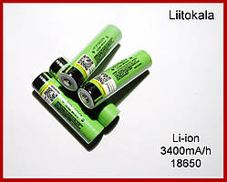 Літій-іонний Li-ion акумулятор 18650, Liitokala, 3400 мА.год