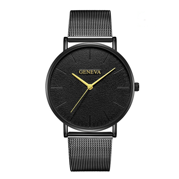 Жіночі годинники Geneva Classic steel watch чорні з золотим, наручні кварцові годинники Женева