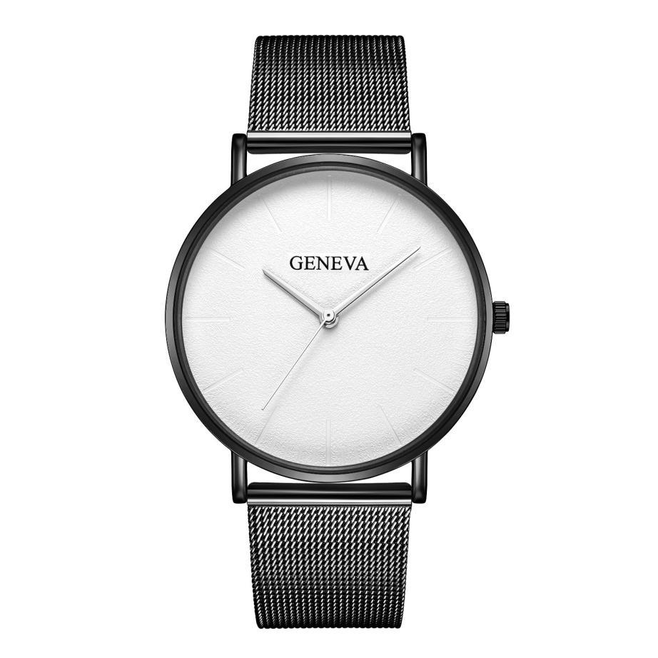 Жіночі годинники Geneva Classic steel watch чорні з білим, наручні кварцові годинники Женева