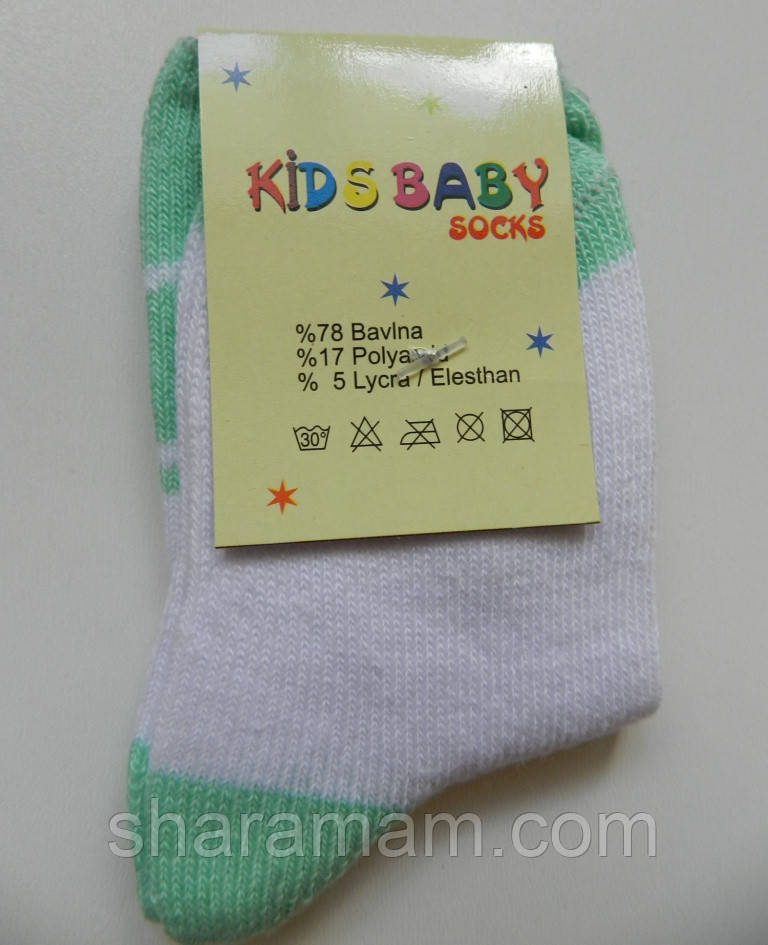 Тонкие носочки для новорожденных (белый/зелёный цвет) - фото 2 - id-p1167976114