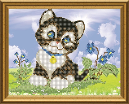 Схема для вишивання бісером допитливий котик. Арт. СКМ-36, фото 1