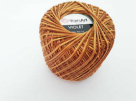 Пряжа  нитка для в'язання Violet YarnArt 100% меланж злотистий темний № 012
