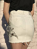 Женская белая юбка с цветочной аппликацией, фото 3