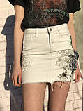 Женская белая юбка с цветочной аппликацией, фото 5