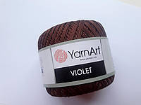 Пряжа нитка для в'язання  Violet YarnArt 100% бавовна коричневий темний №