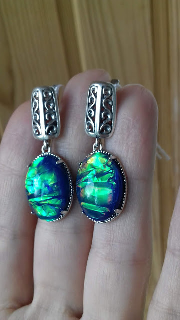 Срібні сережки з опалом, фото 1