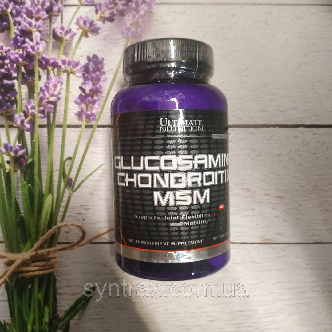 Glucosamine Chondroitin MSM Ultimate Nutrition 90 tabs. глюкозамін хонроітин сіра