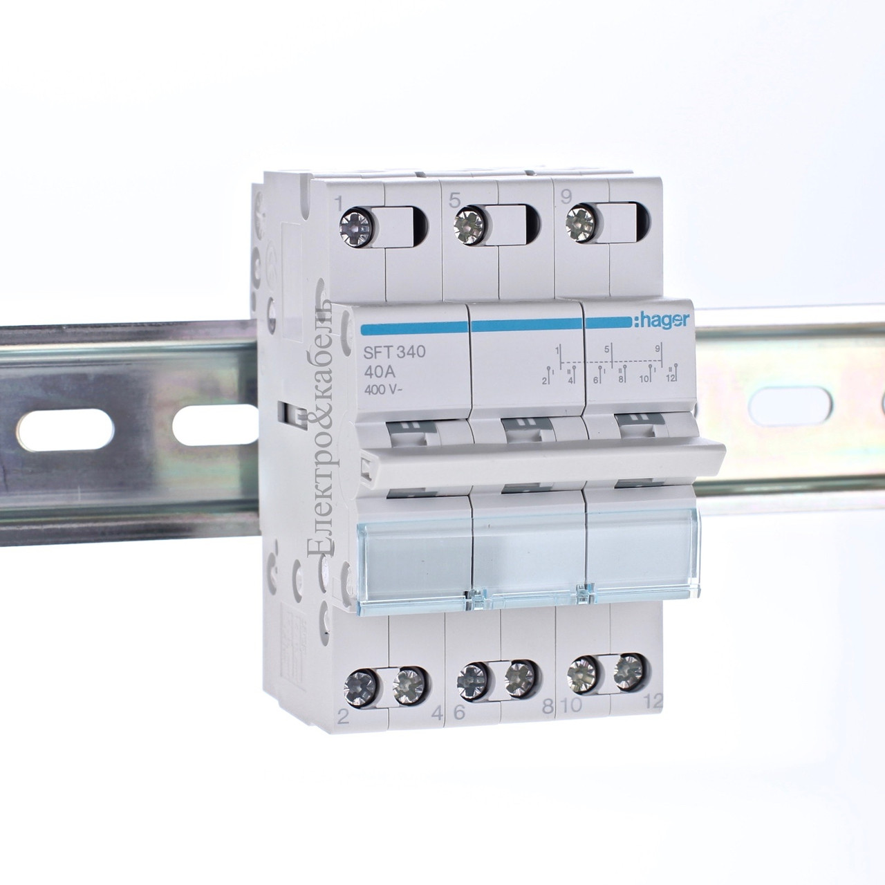 SFT340 Перемикач 1-0-2 з загальним виходом зверху 3 пол., 40А/400В, Hager, фото 1