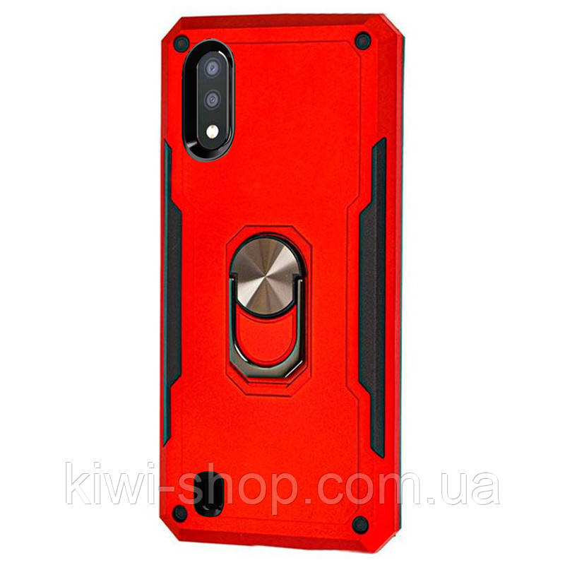 Протиударний чохол SG Ring для Samsung Galaxy A01 2020 A015, бампер із магнітним тримачем і кільцем червоний, фото 1