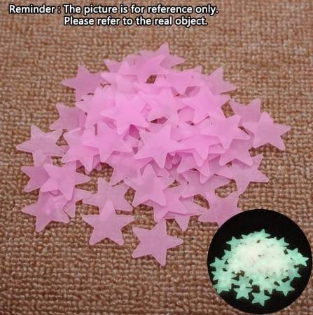 Фосфорні зірочки на стелю 95 штук 3 см рожевий