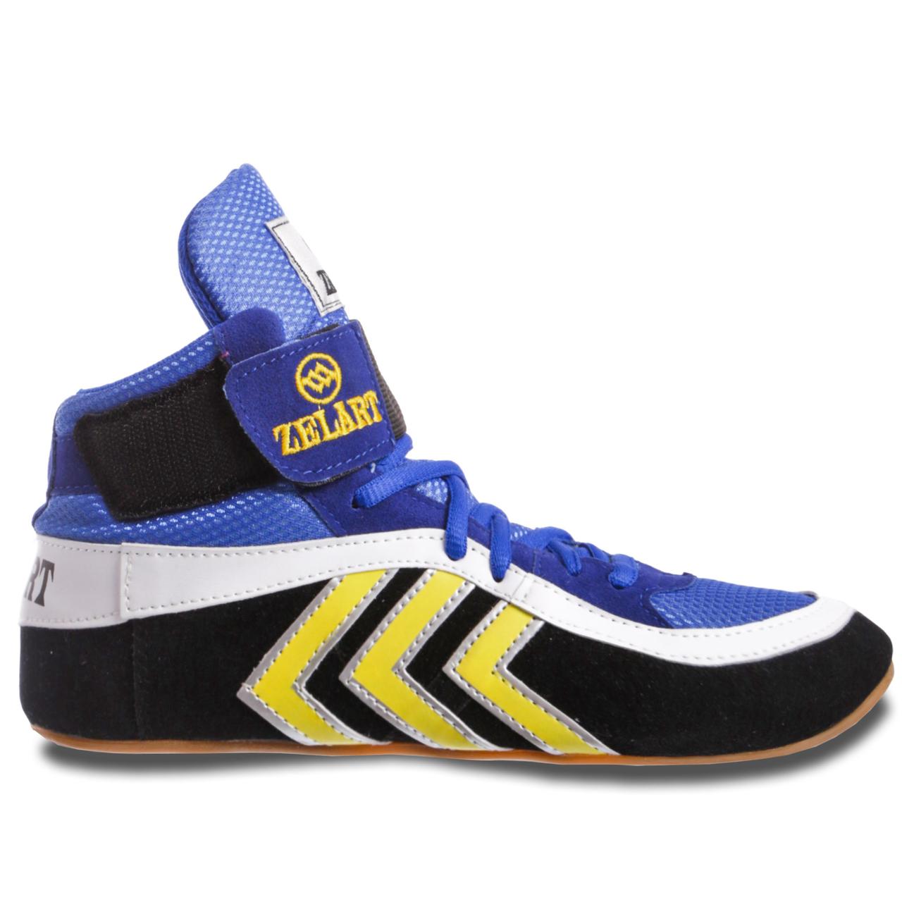 Борцовки замшеві Zelart OB-4858-BL (р-р 33-44) (верх-замша, низ-нековзна гума, чорний-білий-синій)