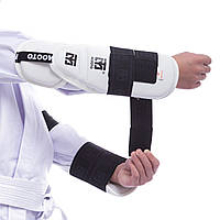Захист передпліччя та ліктя для тхеквондо MTO BO-0396 (PU, р-р S-M, кріплення на липучках, білий)