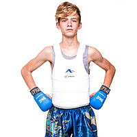 Захист корпусу (жилет) для карате дитяча Araza BO-0399 (PU, р-р S-XL 8-16 років, білий)