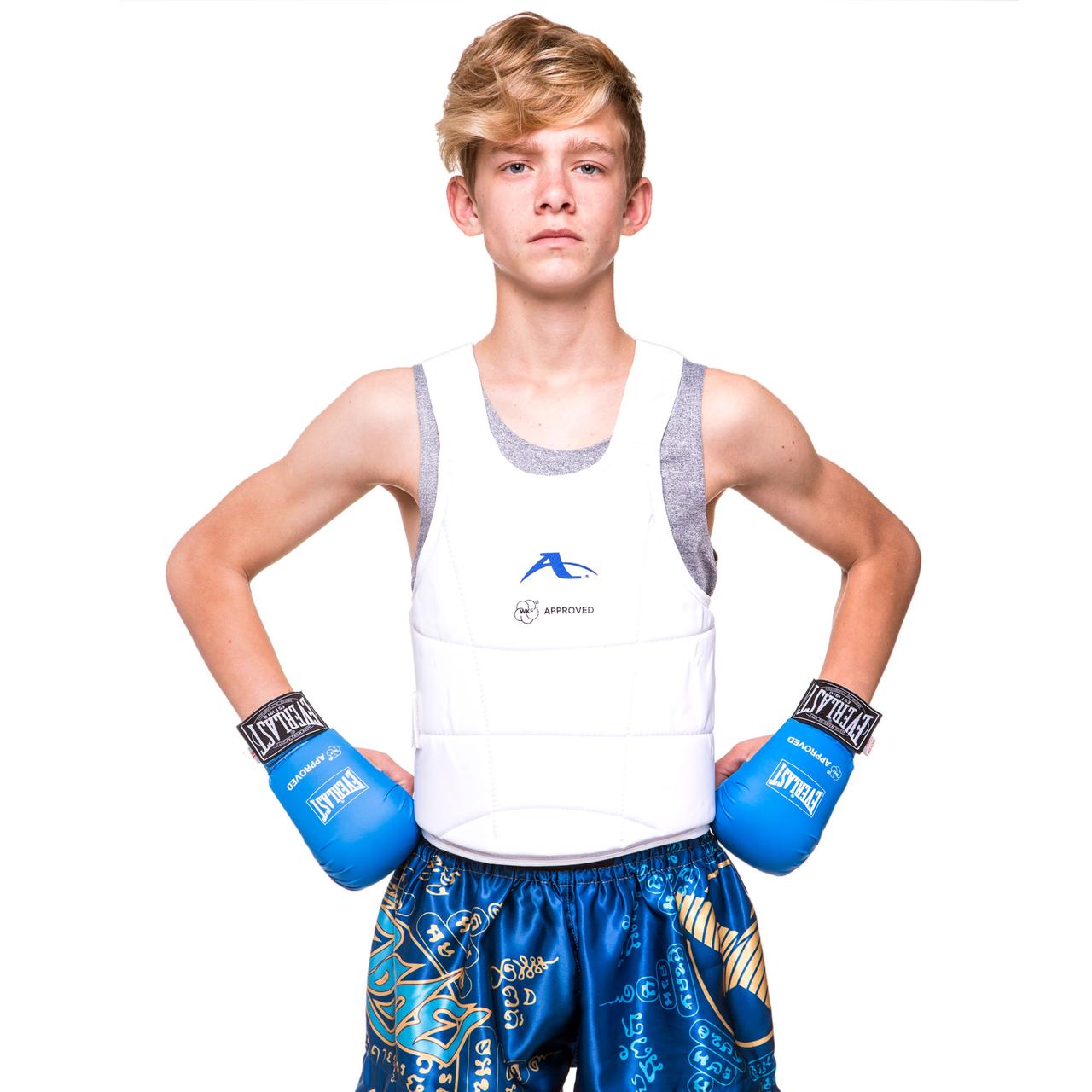 Захист корпусу (жилет) для карате дитяча Araza BO-0399 (PU, р-р S-XL 8-16 років, білий)