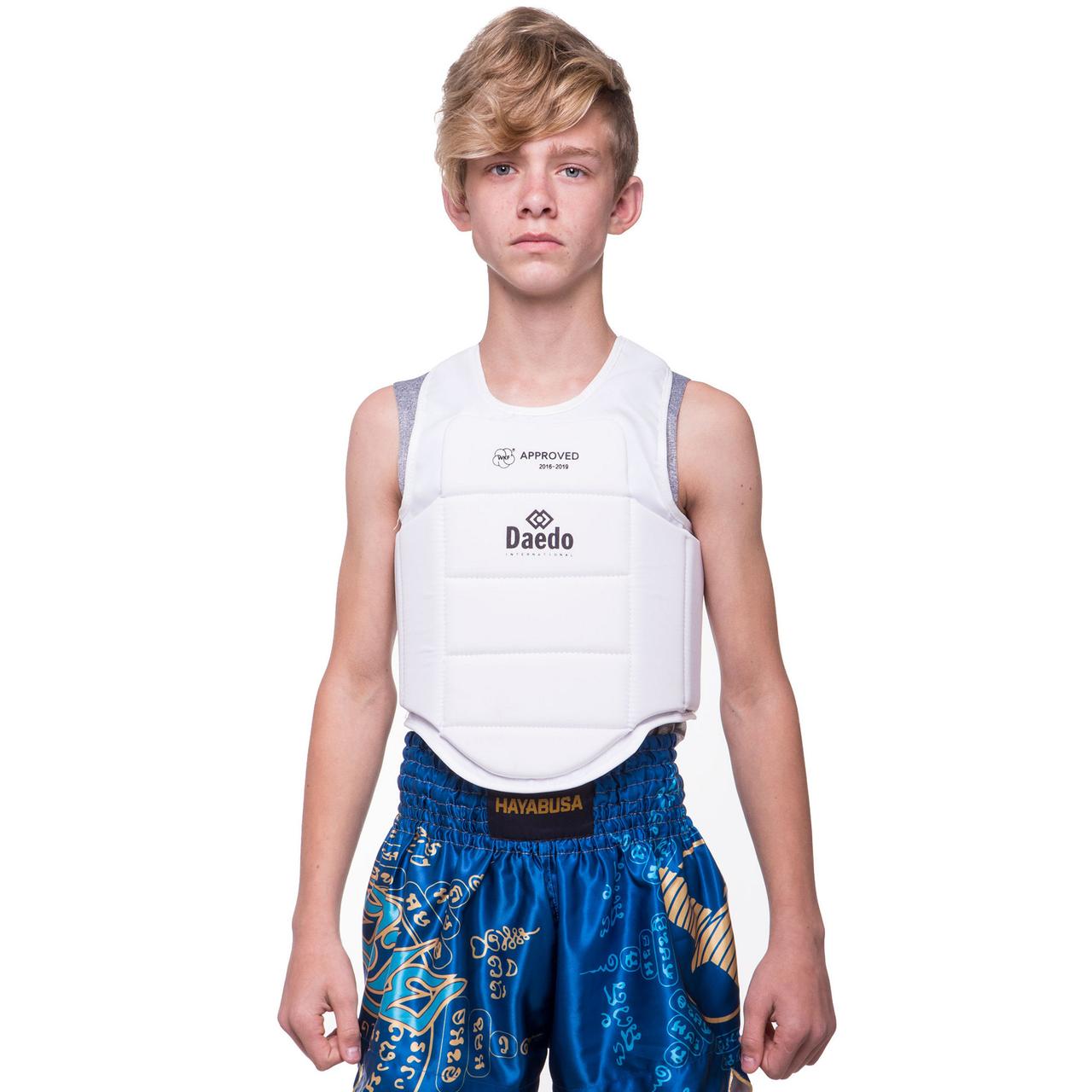 Захист корпусу (жилет) для карате дитяча DADO BO-5384 (PU, р-р XXS-M, білий)