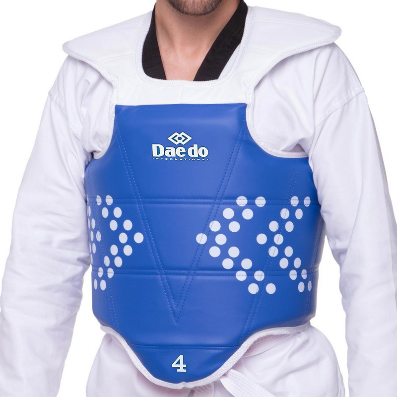 Захист корпусу та ключиці (жилет) двостороння DADO BO-6003 (PVC, р-р 0-5, кріплення на ременях, червоний синій)