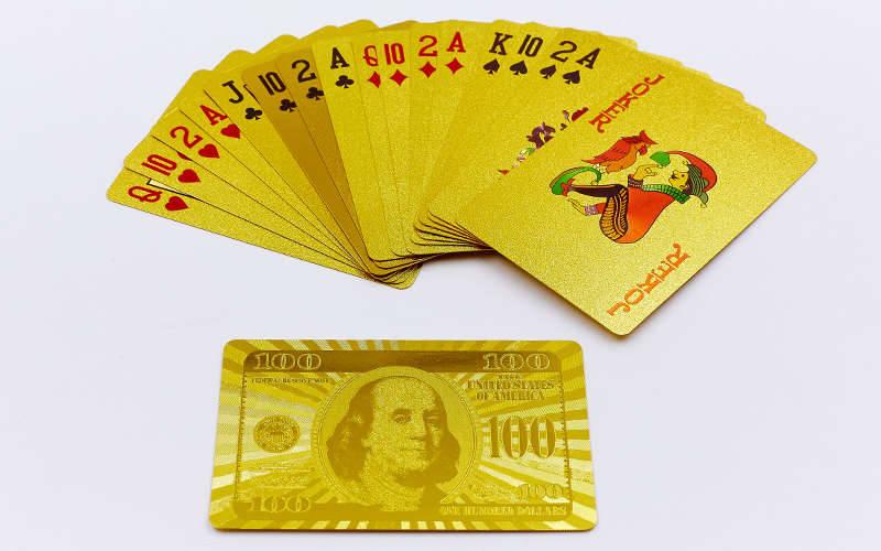 Гральні картки золоті IG-4566-G GOLD 100 DOLLAR (колода в 54 аркуші, товщина-0,28 мм)