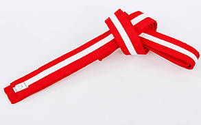 Пояс для кімоно двоколірний BO-7264 (бавовна, розмір 00-5, довжина 220-280 см, червоний-білий)