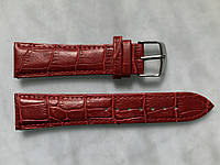 Ремінці для наручних годинників розмір 22 мм червоного кольору, прошиті, зі шкіри крокодила