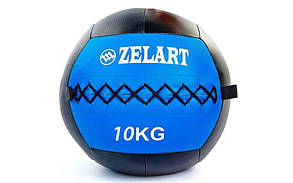 М'яч волбол для кросфіту та фітнесу 10 кг Zelart WALL BALL FI-5168-10 (PU, наповнювач-метал. гранули, d-33 см, чорний синій)
