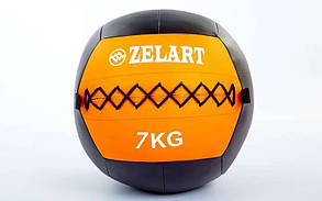 М'яч волбол для кросфіту та фітнесу 7 кг Zelart WALL BALL FI-5168-7 (PU, наповнювач-метал. гранули, d-33 см, чорний оранжевий)