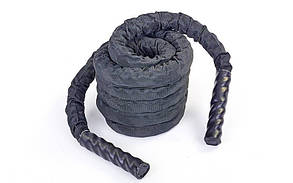 Канат для кросфіту в захисному рукаві BATTLE ROPE FI-5719-6 (поліпропілен, l-6м,d-3,8 см, чорний)